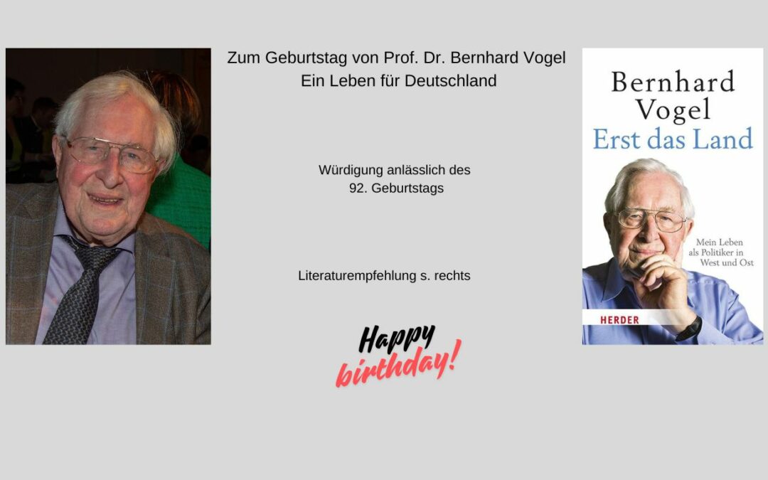 Prof. Dr. Bernhard Vogel wird 92